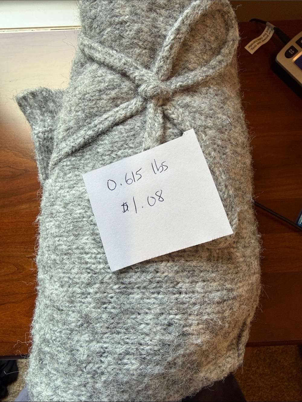 Cozy Women's Gray Knit Sweater with Side Bow Detail - Picture 8 of 8